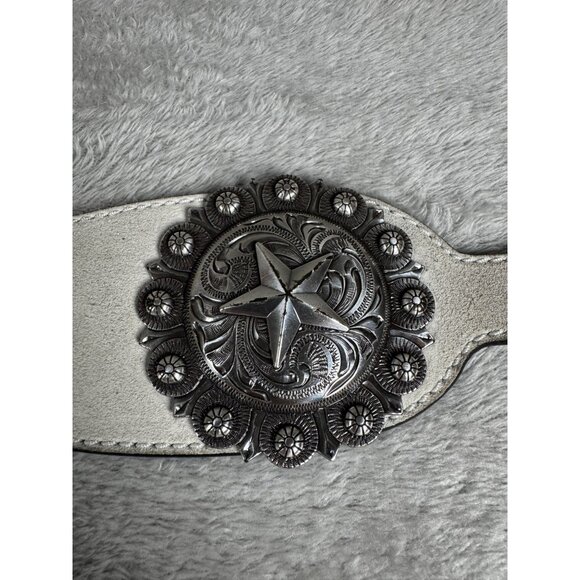 Kate Cate XXS Regina Belt White In Nappa Calfskin w/ Silver Star Conchos & Adjus main image 6